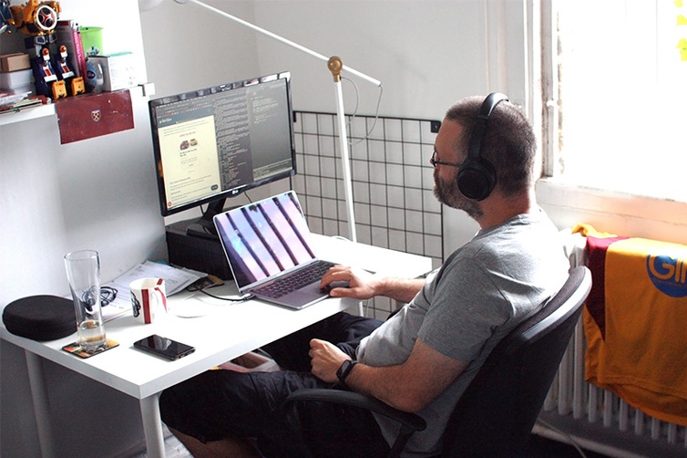 One of the developers from the agency working in front of a computer