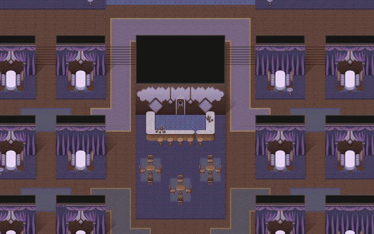 An example of a Gather layour using pixel art showing a room